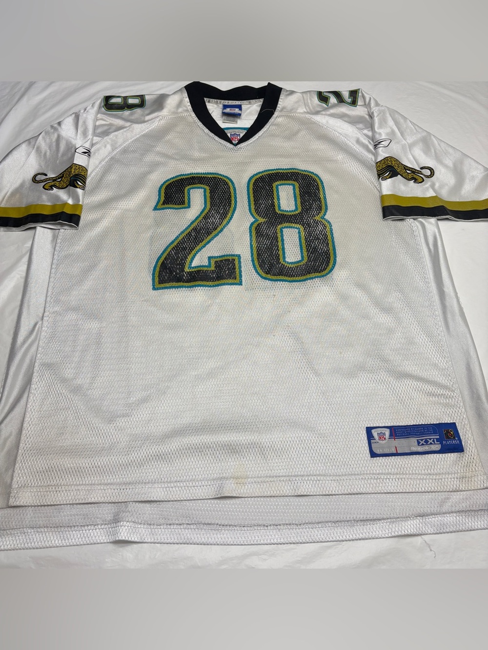Fred Taylor Jacksonville Jaguars Reebok White #28 Jersey Men’s 2XL Stained